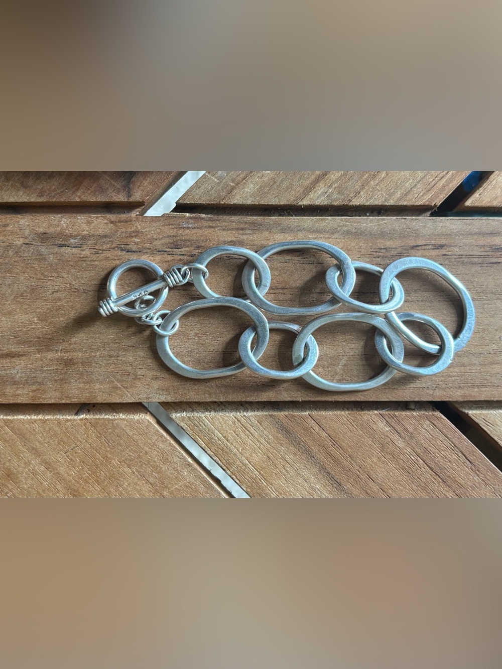 Vintage 925 Silver Oval Link Bracelet - Women 7.5”Geometric